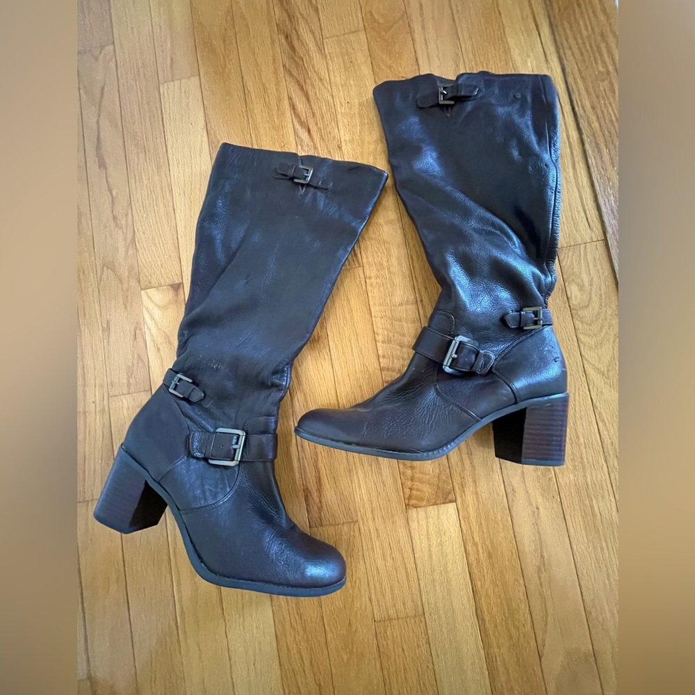 Alfani leather heeled boots. Dark brown. Womens size 11